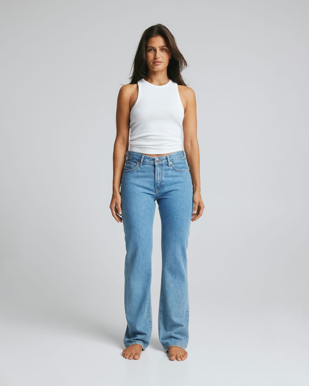 Blue low straight jeans