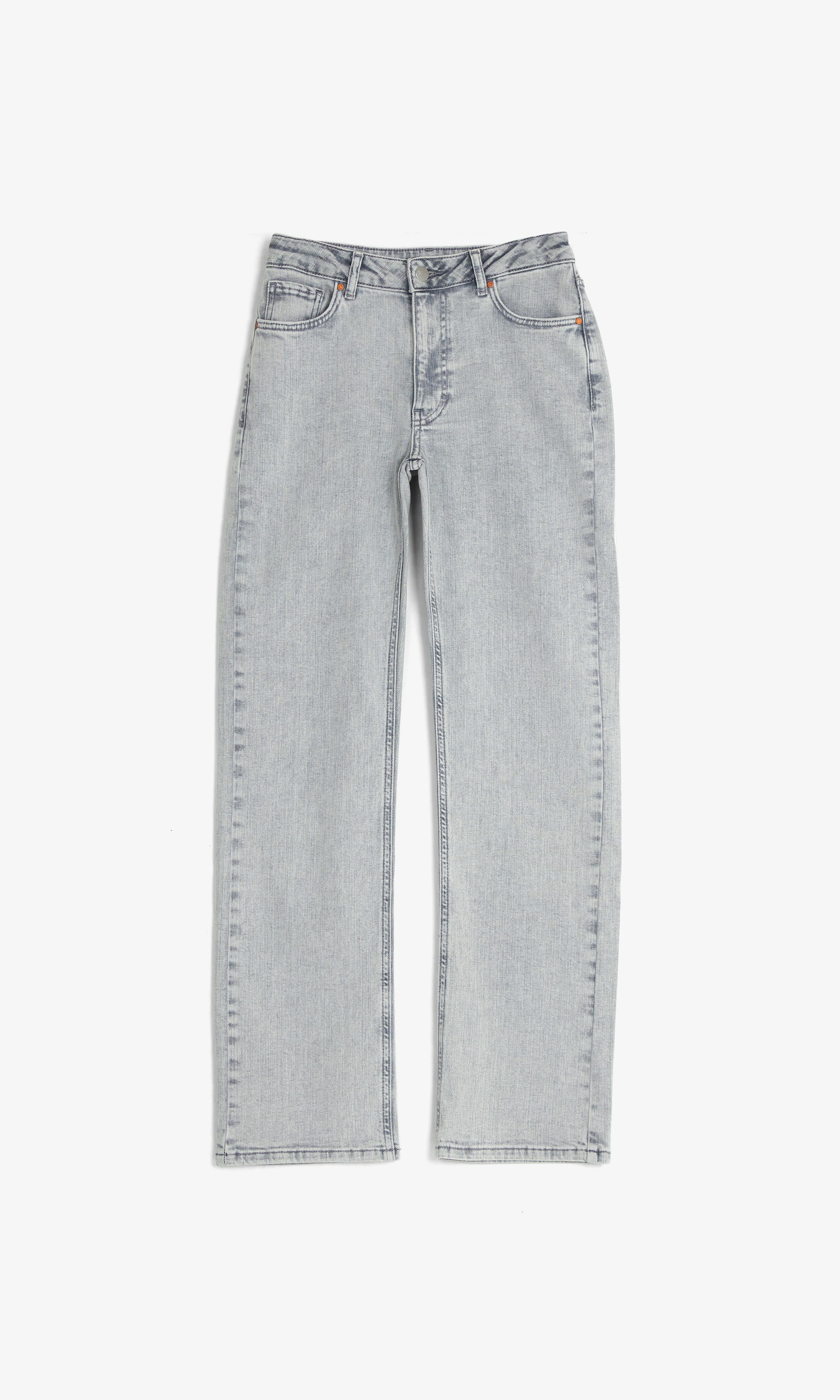 【BOK PLACE】Back Pocket Maxi Wide Fit Raw Brushed Denim PT Grey JP Mid Wide CS 950 | Women | Bik Bok