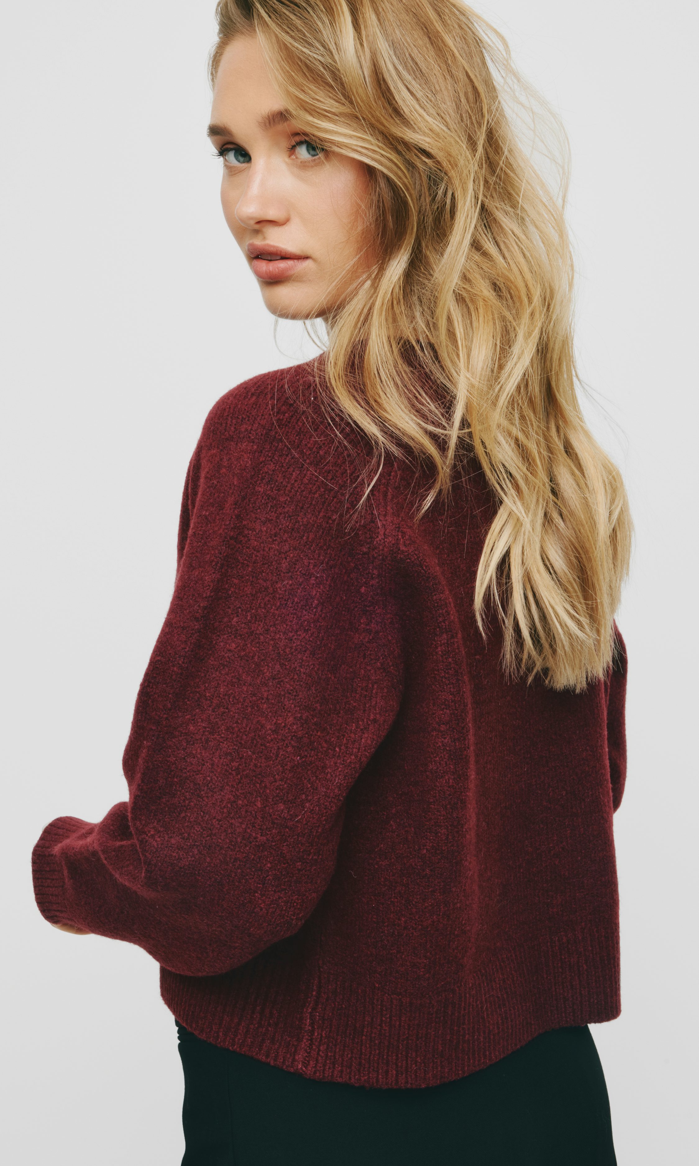 トップス PHEENY/VELOURS BORDER L/S(BURGUNDY) Zepel Lux Velvet Burgundy 10723 | James Dunlop Textiles