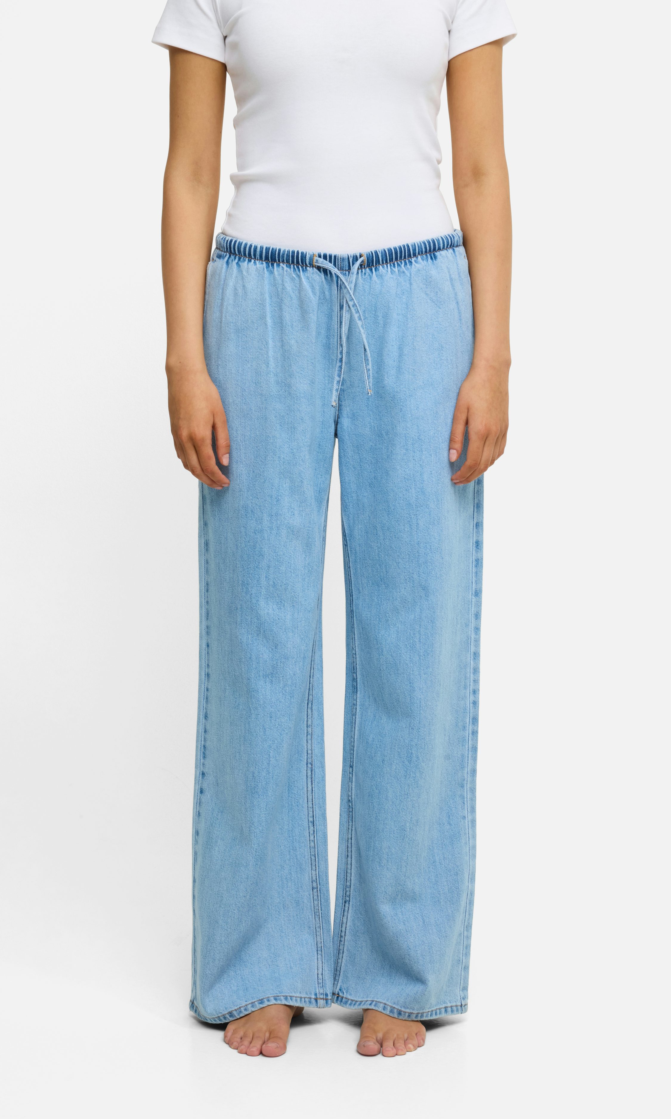 【BOK PLACE】Peach brushed black blue wide denim pt XL Size TaoZiPeach Denim Jeans Summer Style Wide Leg Pants s1 Blue