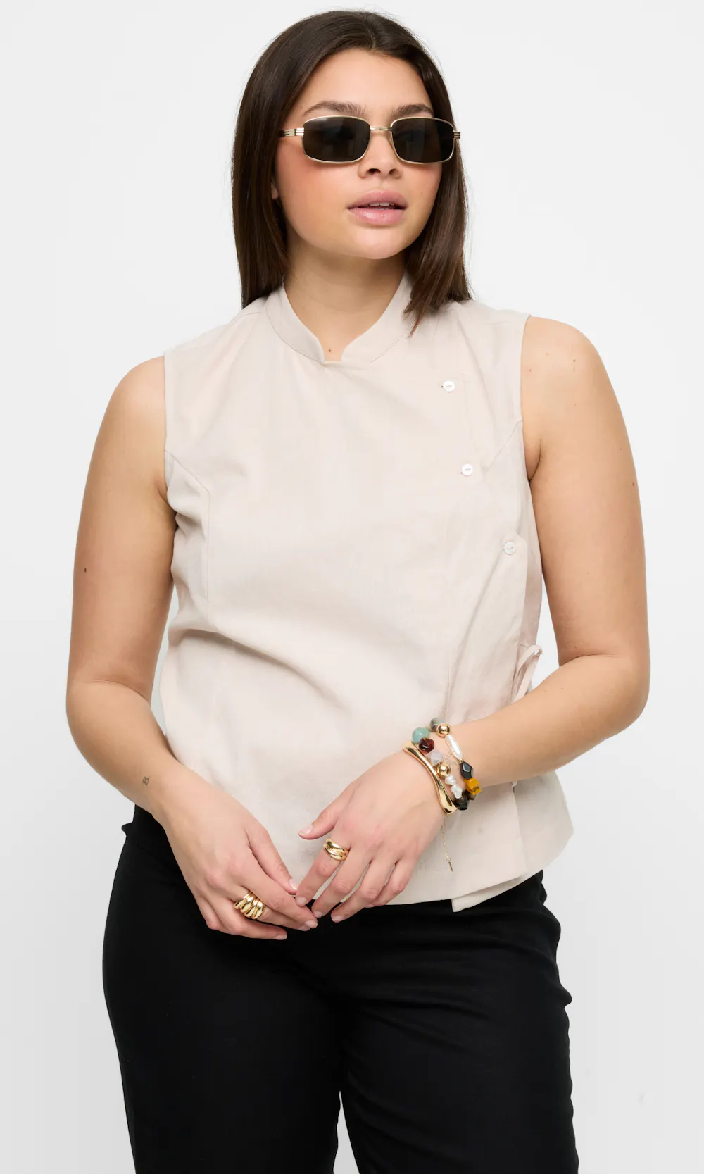 Light beige BW Clementine | Women | T-shirts & Tanktops - Tops Bik Bok