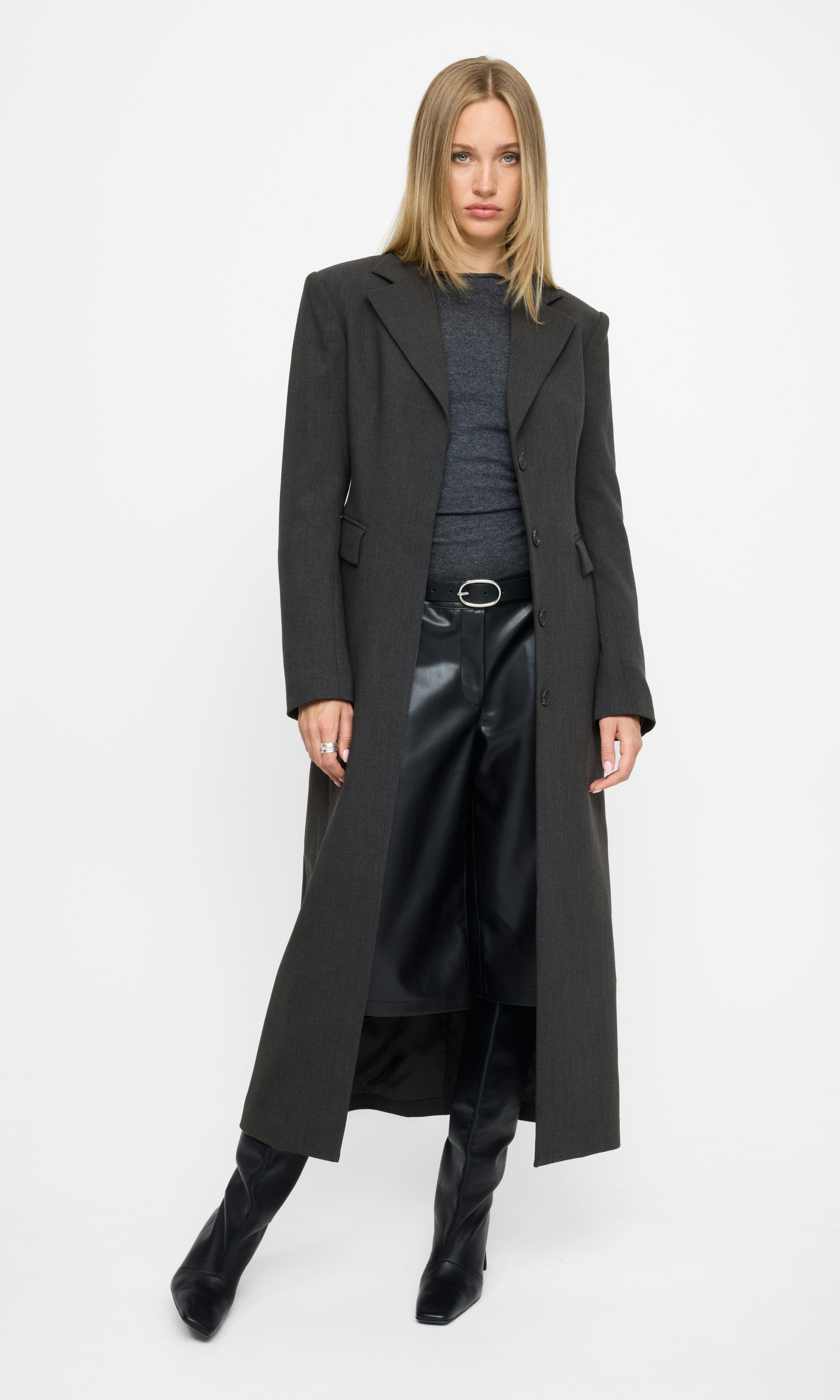 Dark grey melange OC tailored coat | Women | Bik Bok