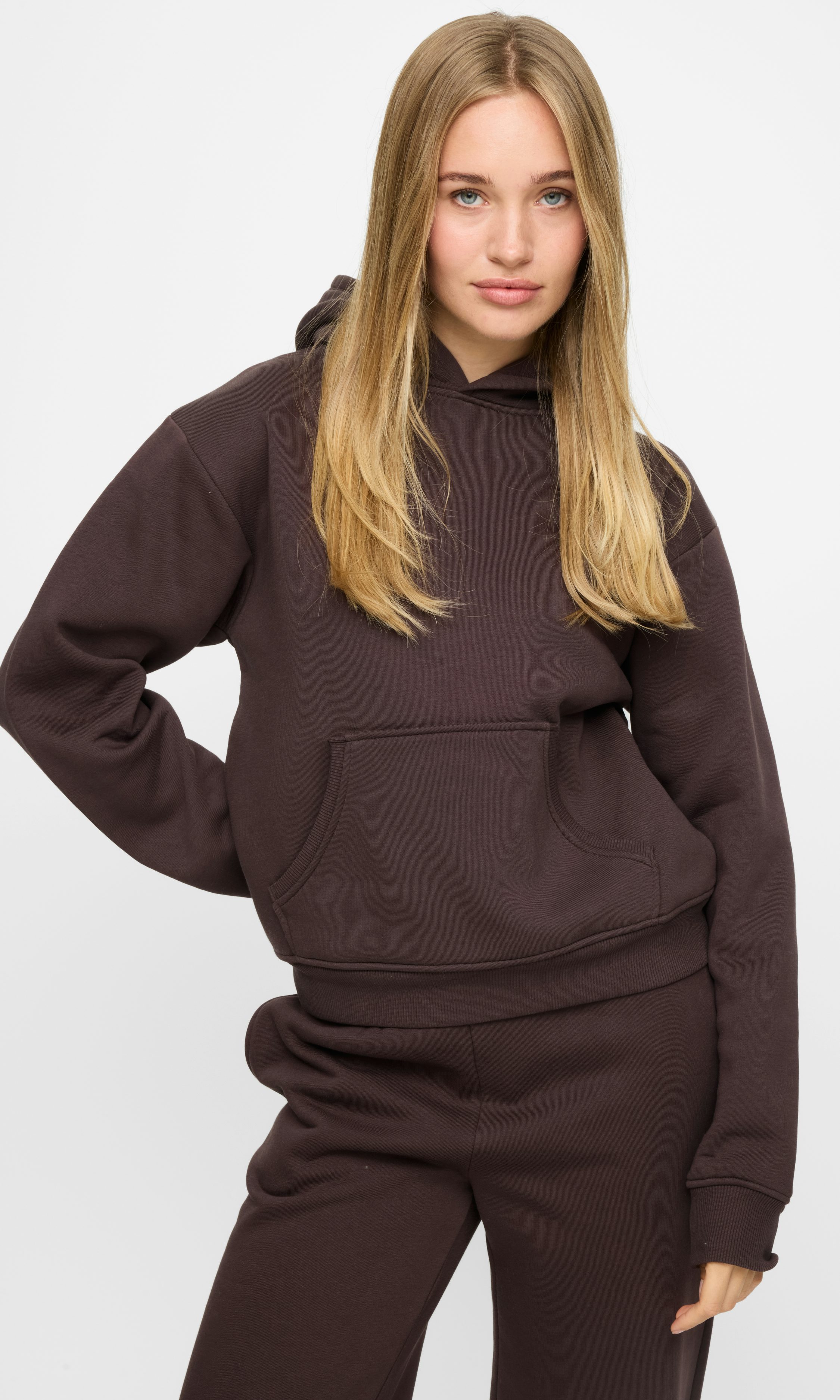 Dark brown SH Basic Hoodie | Women | Tops - Hoodie Bik Bok