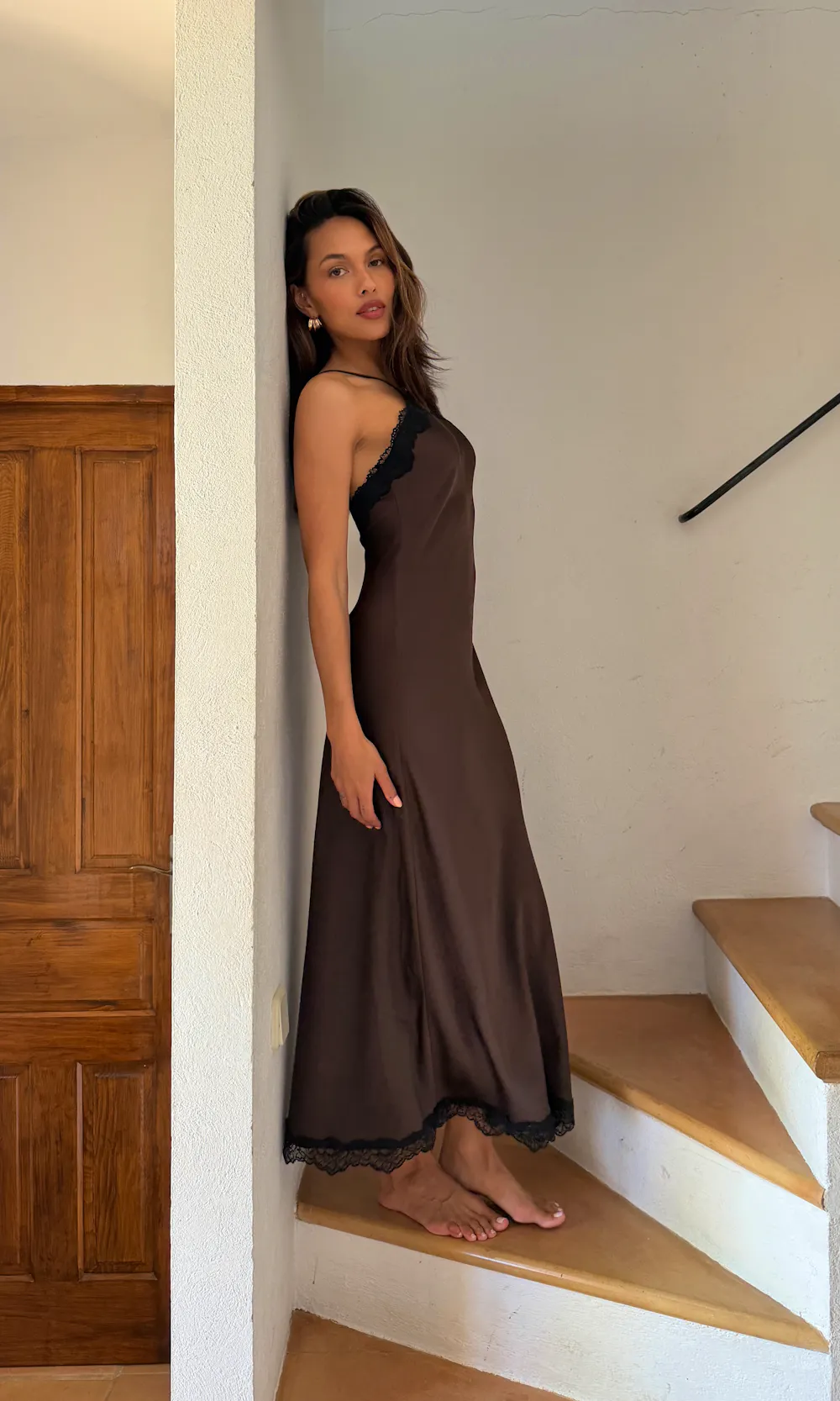 alia brown dress Alia Chiffon Lurex Dress-Brown S